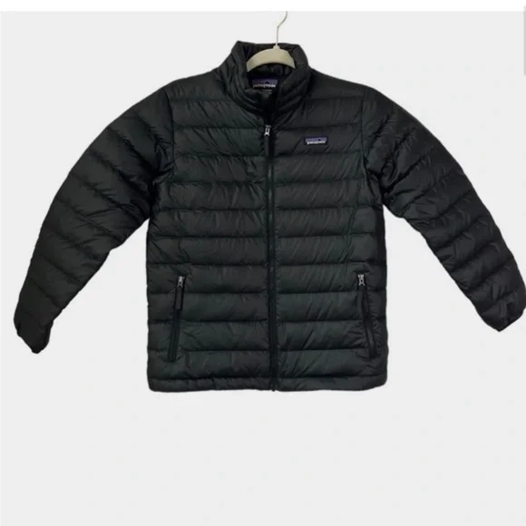 Patagonia Kids' Recycled Down Sweater Puffer Coat Jacket Black Size M 10 - Picture 2 of 5